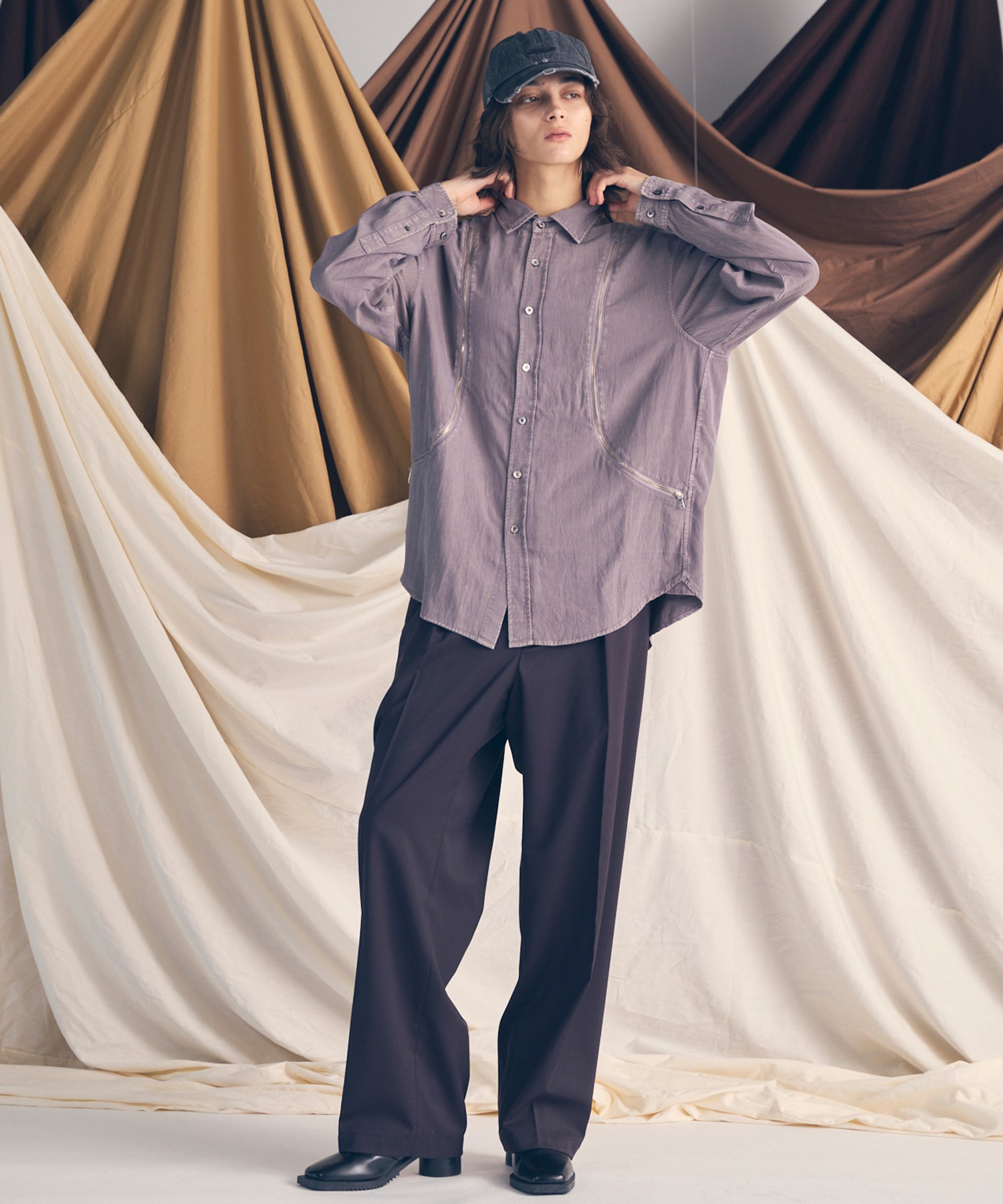 [25AW PRE-ORDER] Prime-Over Curved Zip Regular Collar Shirt