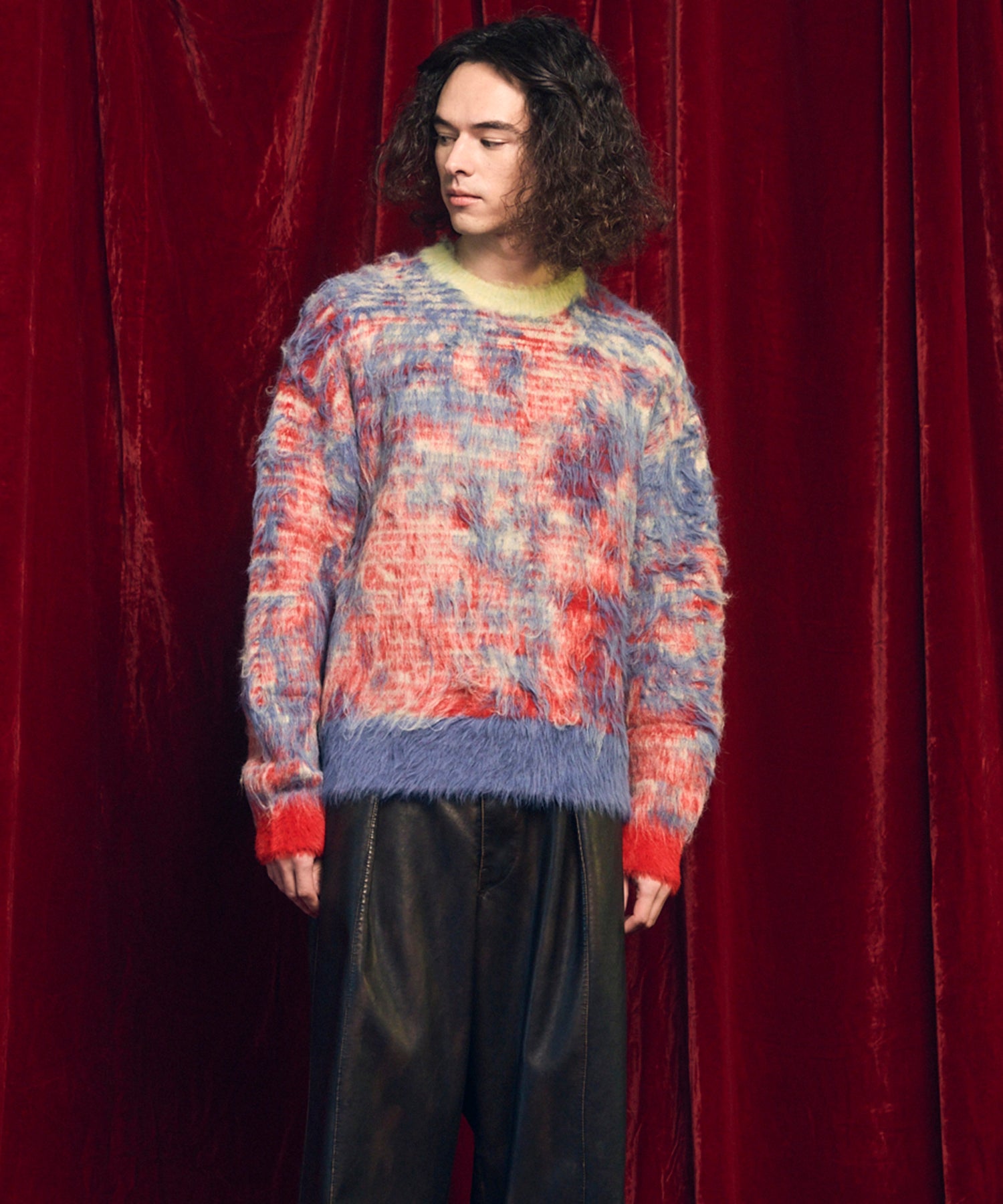 [25AW预订] 7G毛茸茸的雅加德·普拉克（Jacquard Prime）船员脖子编织套头衫