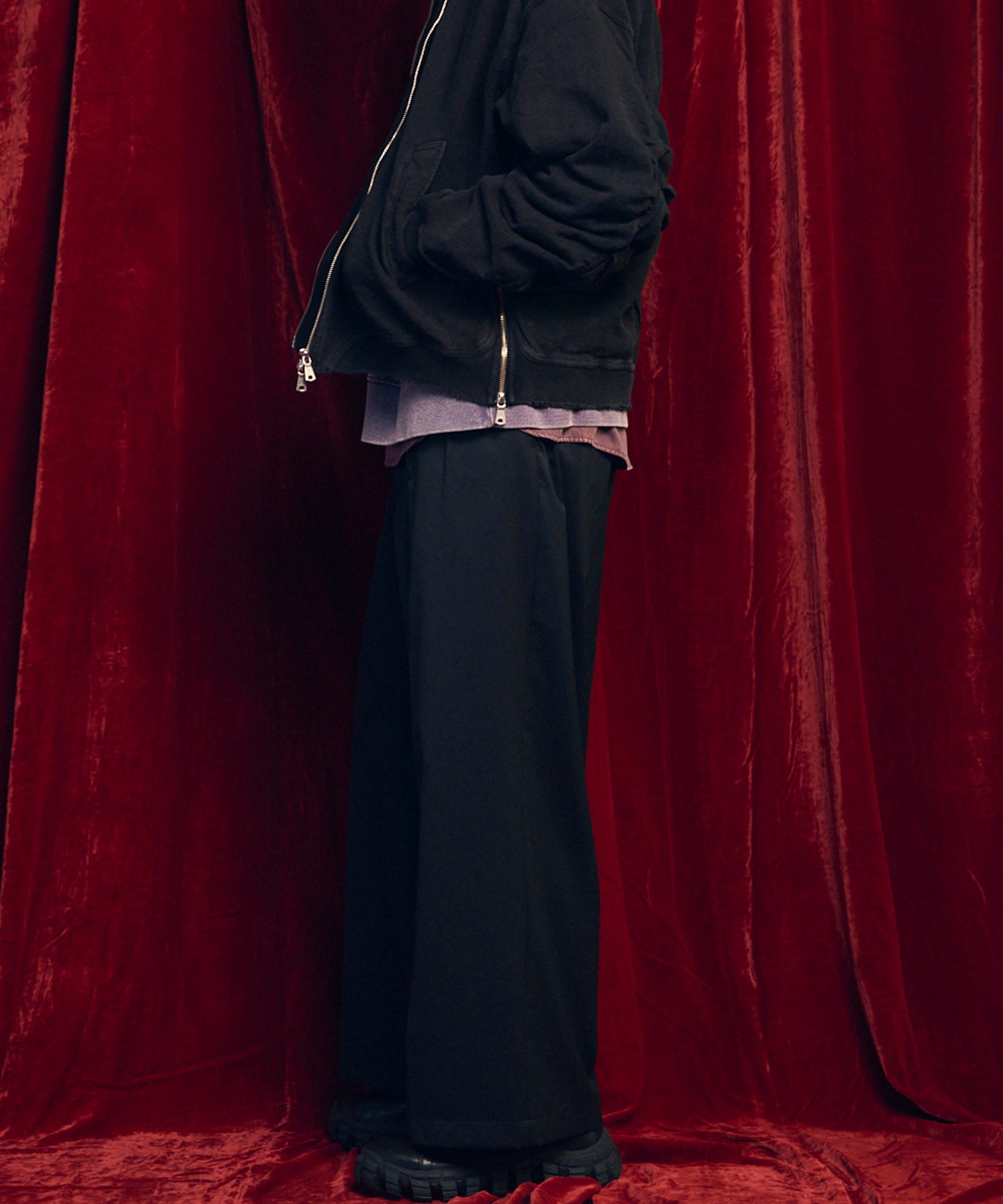 울 믹스 부드러운 연속 견인짜리 넓은 바지