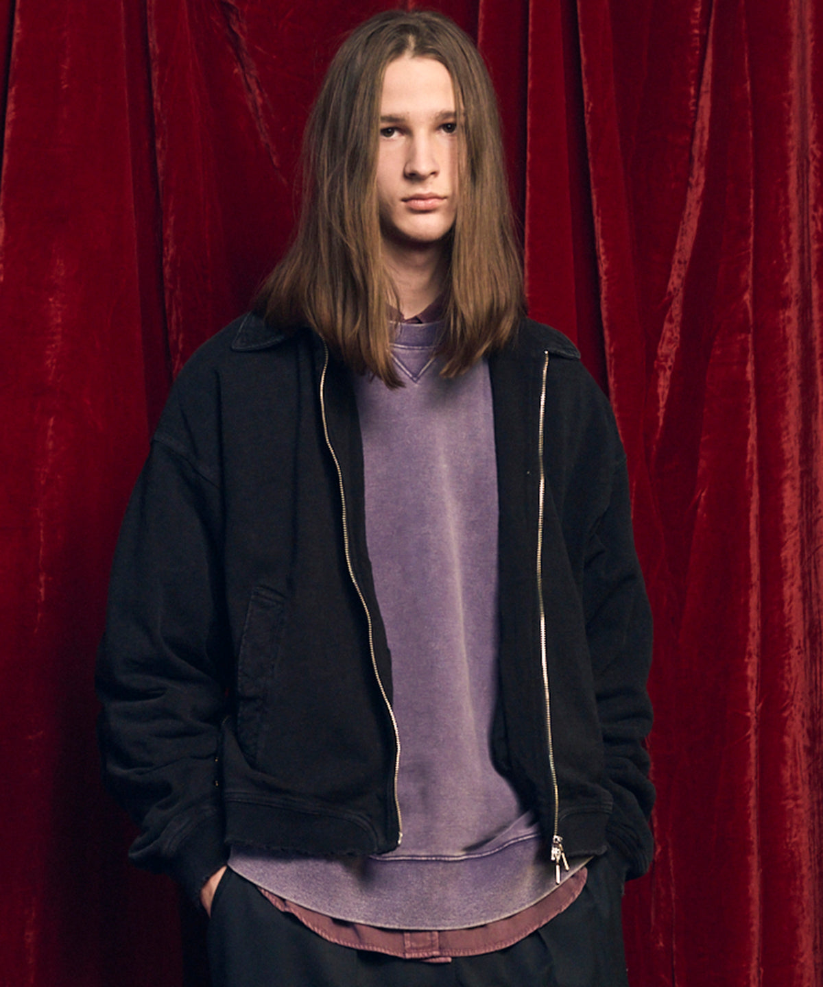 Prime-Over Chemical Over-Dye Sweat Zip Up Blouson