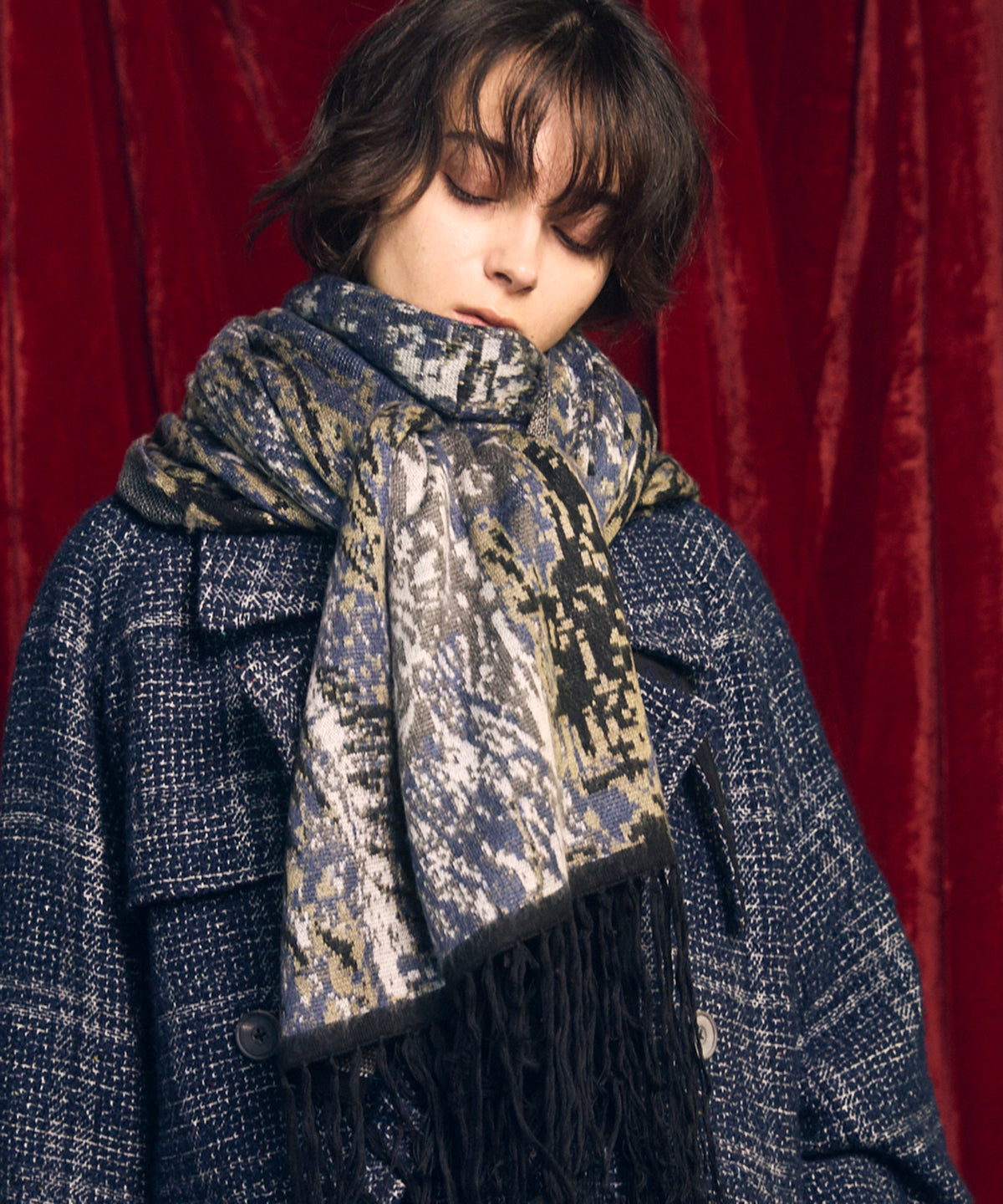 Abstract Jacquard Scarf