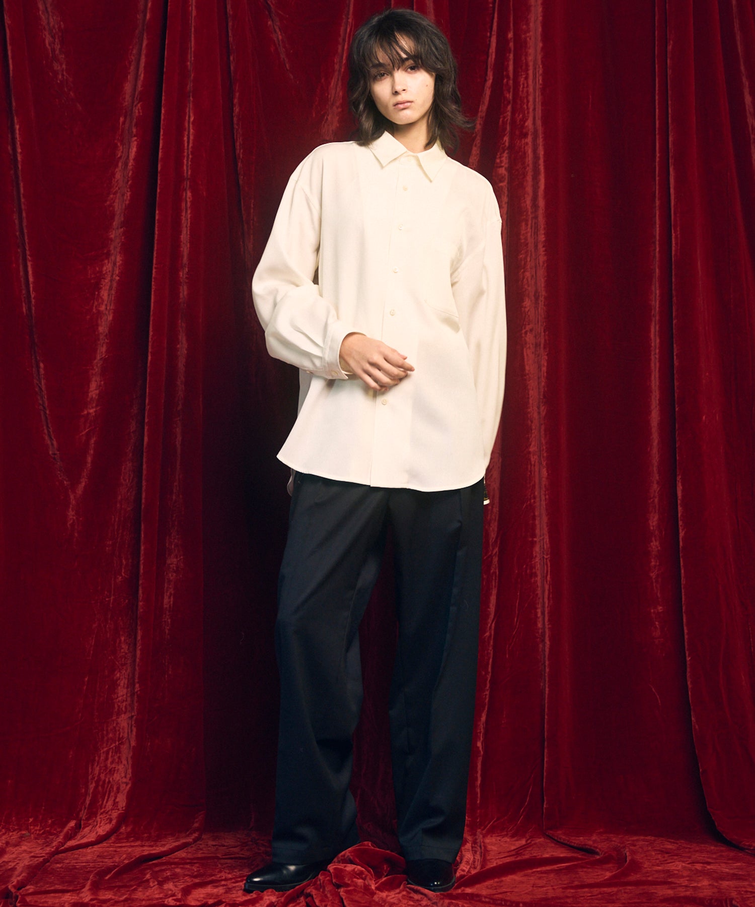 4 색 샹 브레이 씻을 수있는 양모 프라임-오버 일반 칼라 셔츠