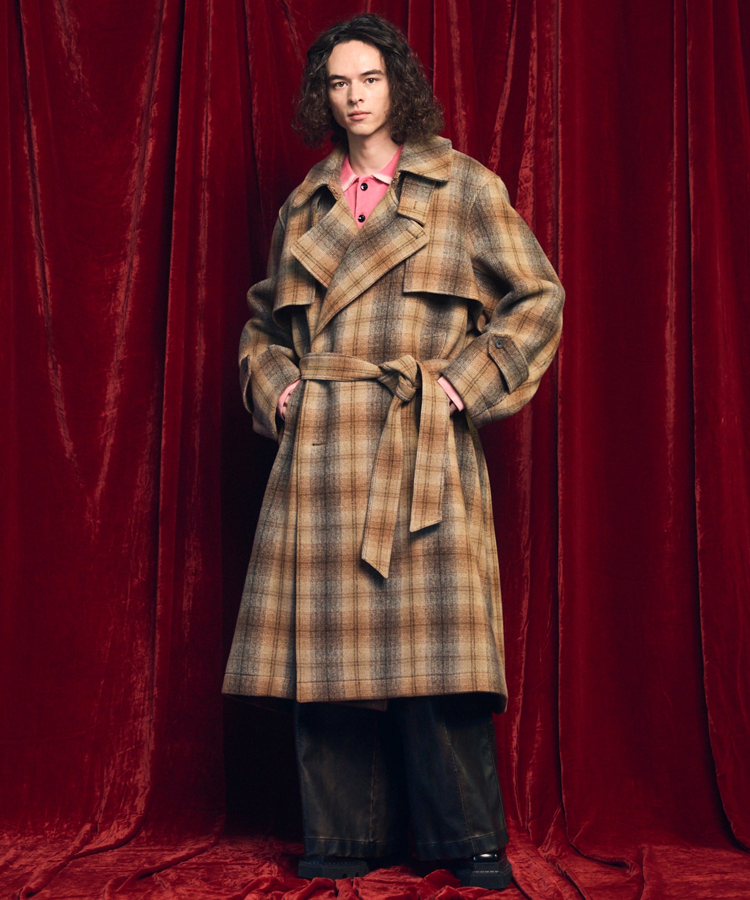 High Twist Pigment Bleach Prime-Over Long Sleeve Knit Polo Shirt