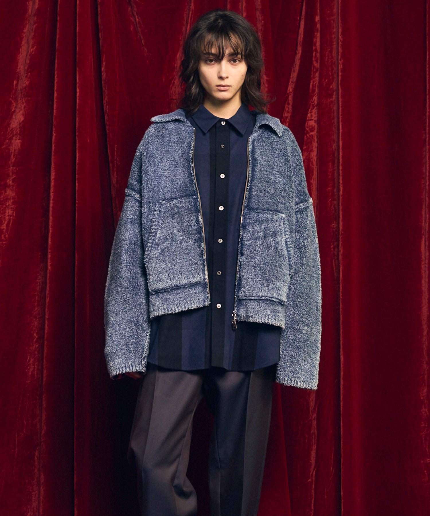 [25AW PRE-ORDER] Fade Yarn Prime-Over Full Zip Knit