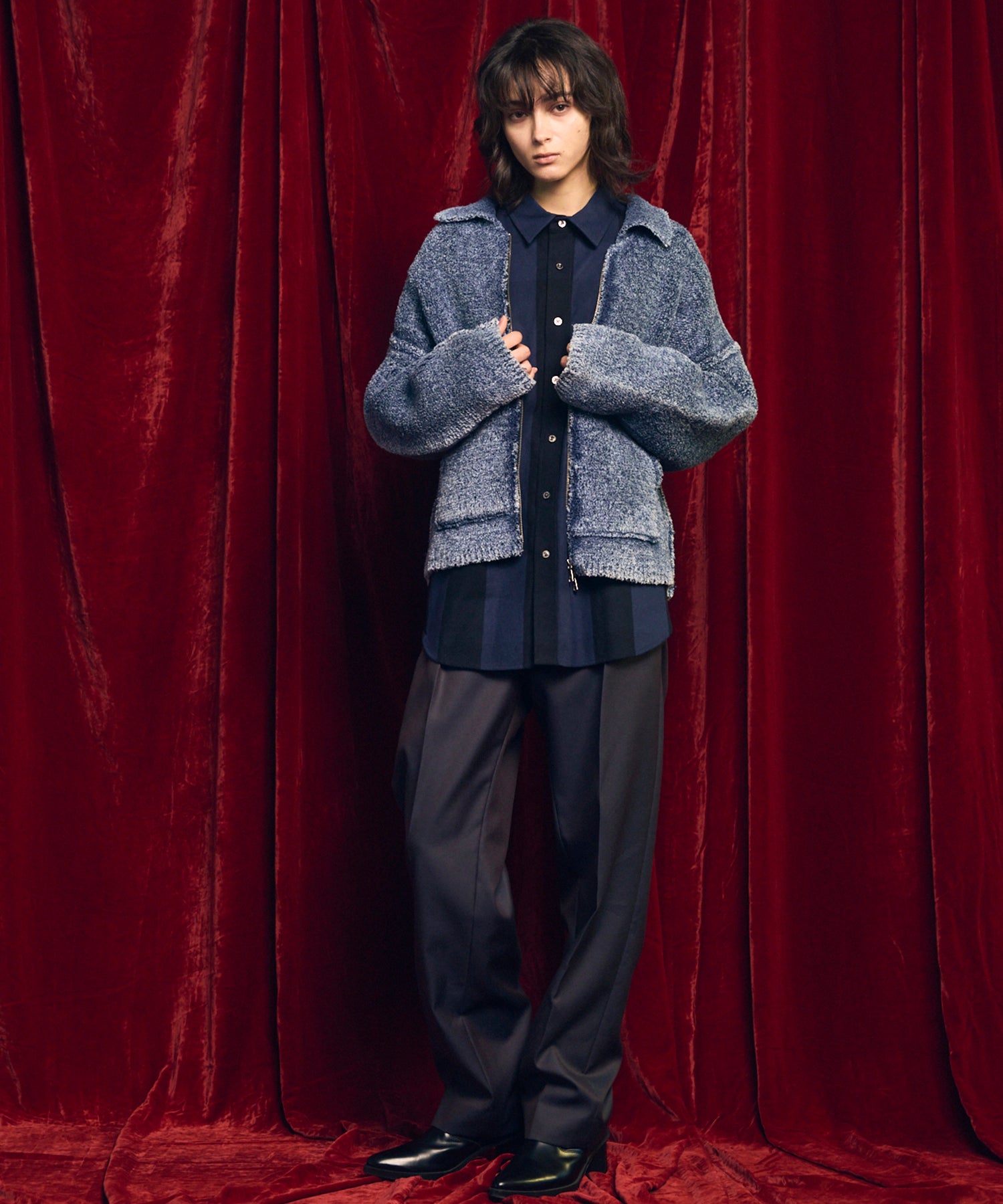 [25AW PRE-ORDER] Fade Yarn Prime-Over Full Zip Knit