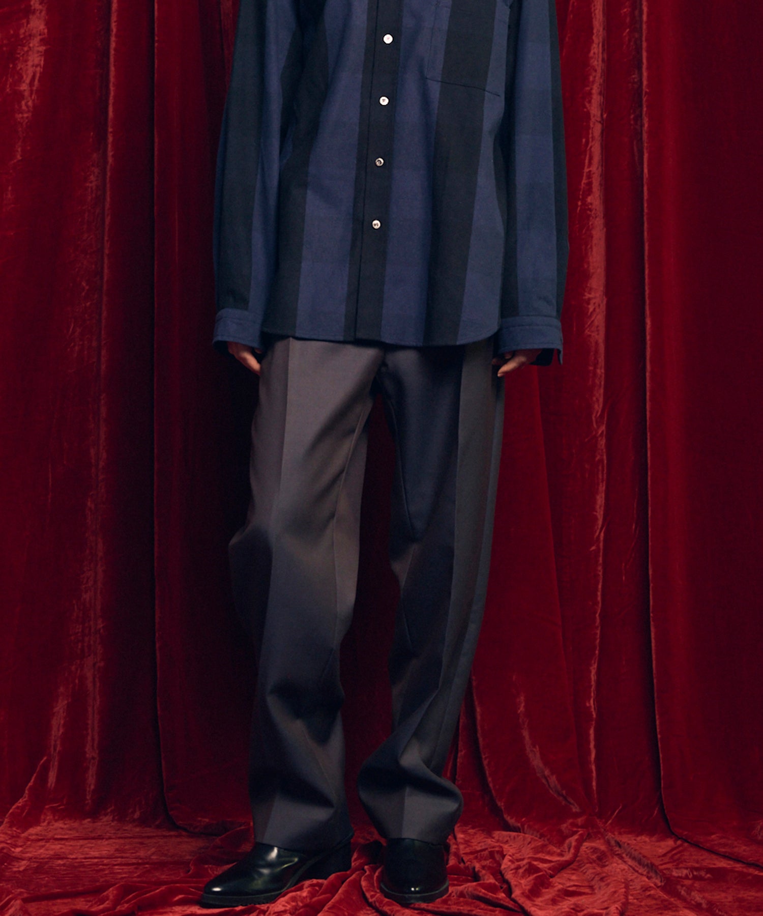 4 색 샹 브레이 세탁 가능한 양모 원은 직선 바지