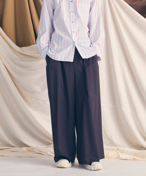 羊毛混合光滑的宽宽松裤子