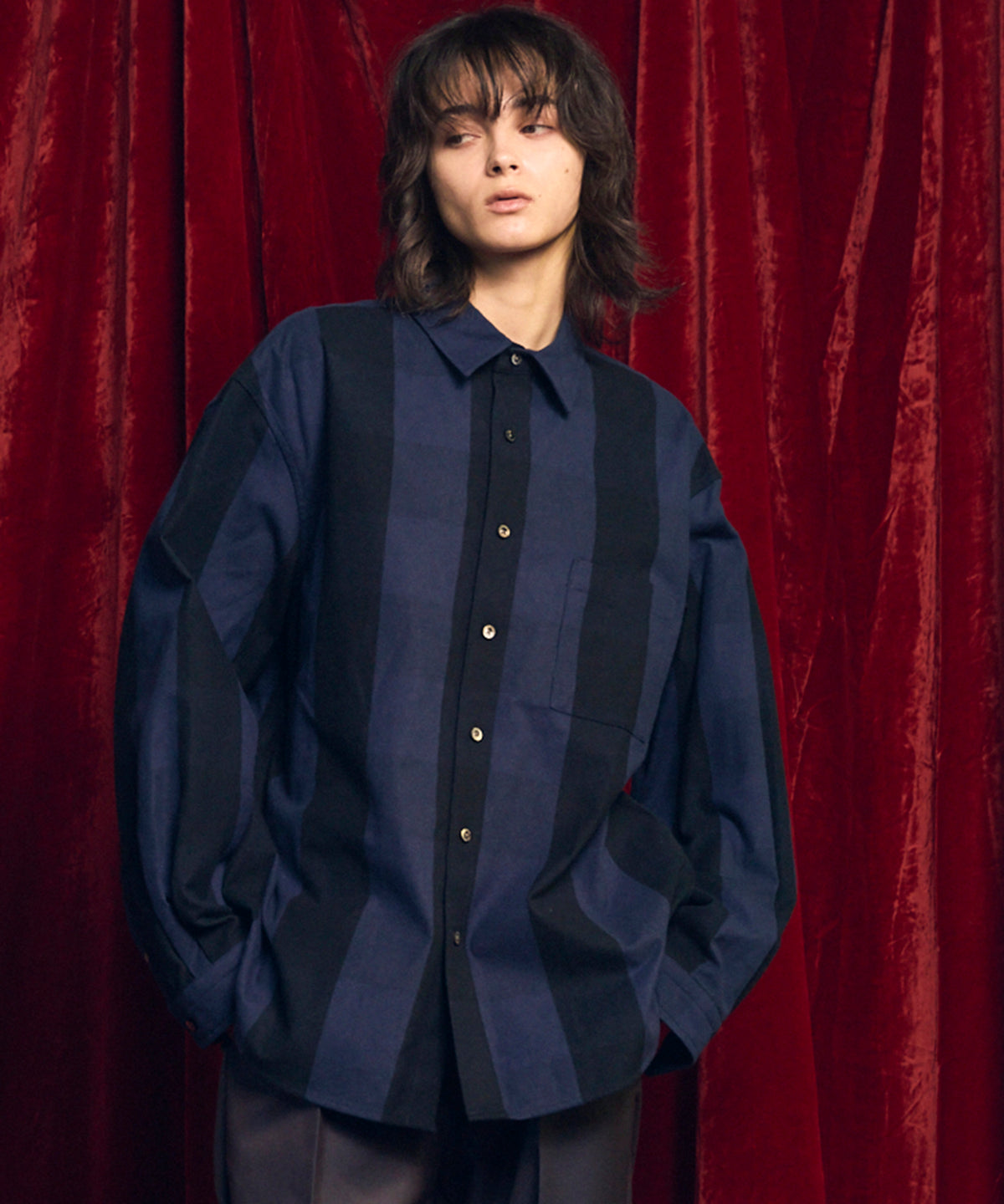 【Italian Dead Stock Fabric】Prime-Over Regular Collar Flannel Shirt
