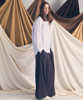 羊毛混合光滑的宽宽松裤子