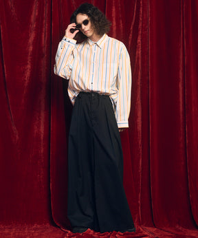 羊毛混合光滑的宽宽松裤子