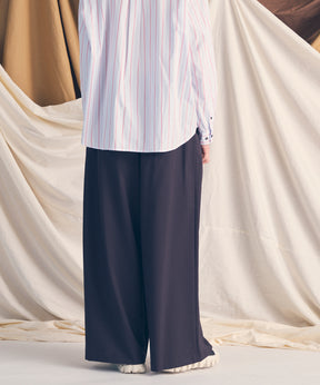 羊毛混合光滑的宽宽松裤子