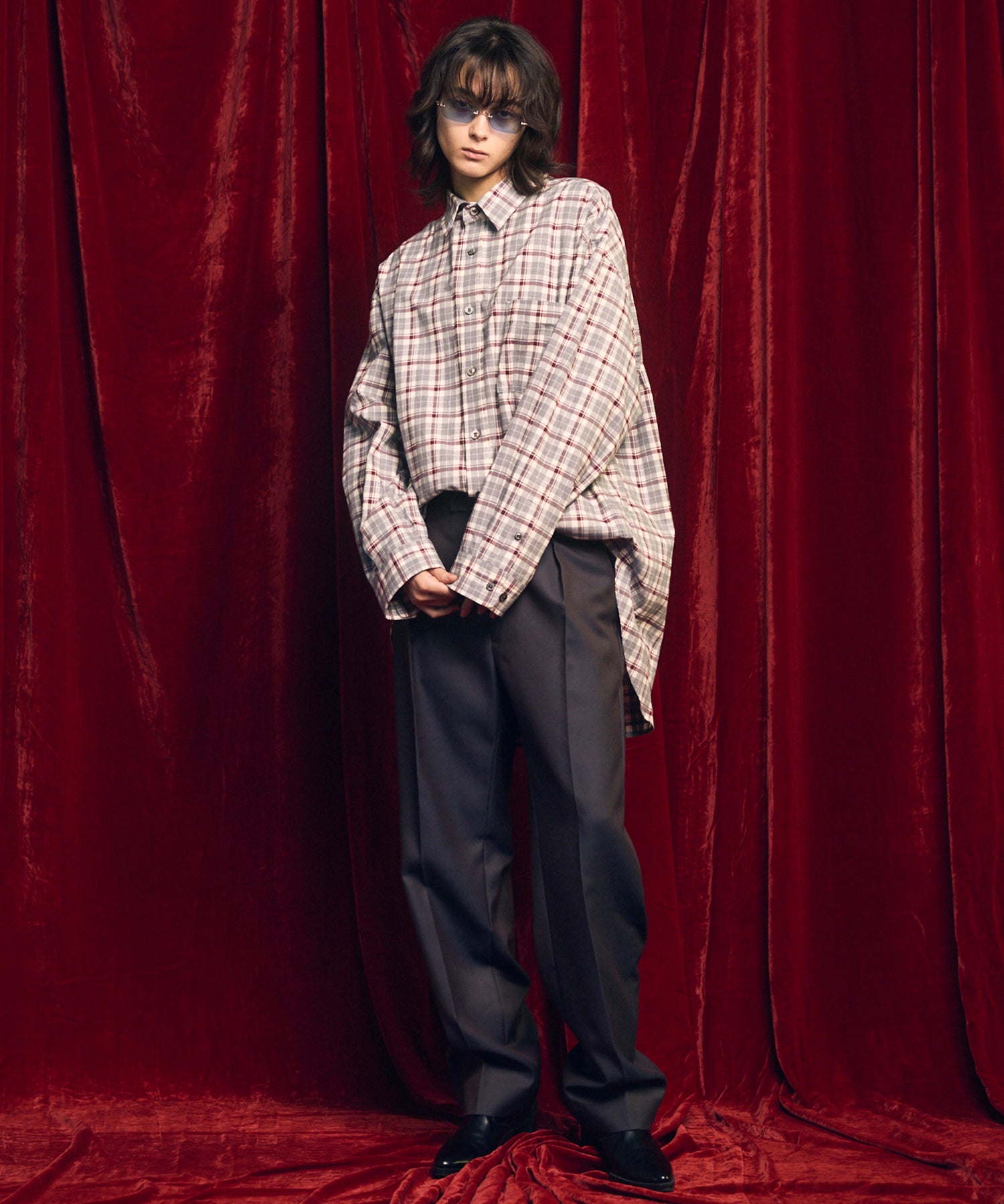 4 색 샹 브레이 세탁 가능한 양모 원은 직선 바지