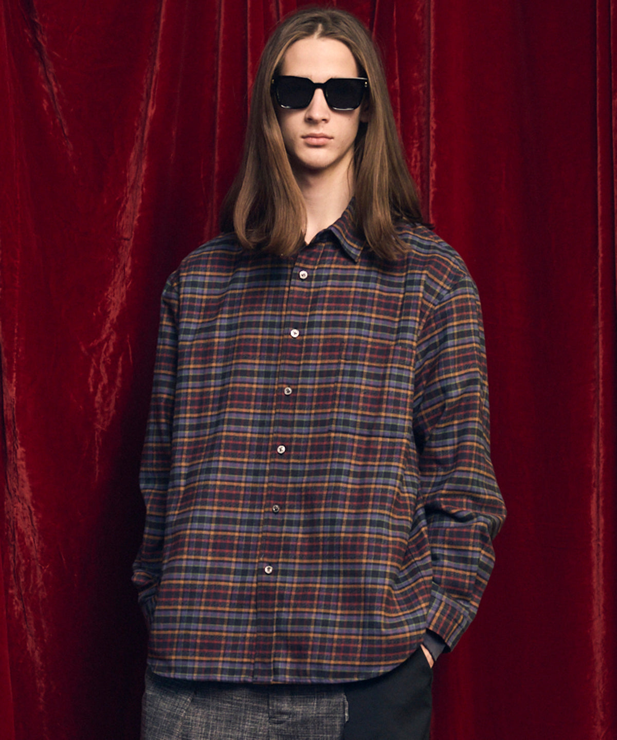 【Italian Dead Stock Fabric】Prime-Over Regular Collar Flannel Shirt