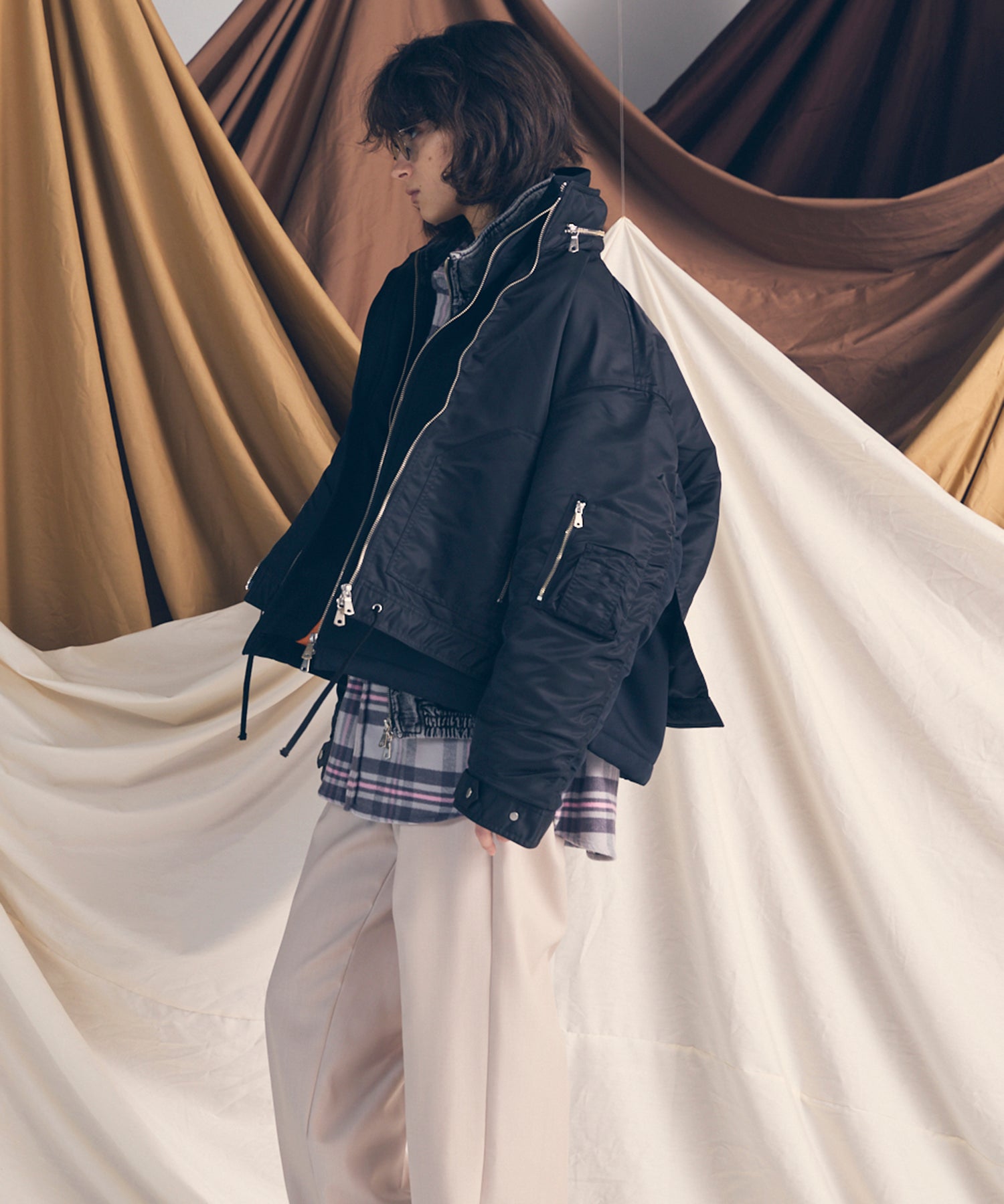 Different Material Docking Prime-Over Military Blouson