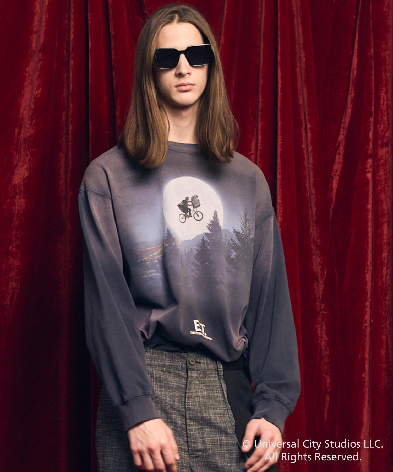 【MOVIE SERIES】「E.T.」- Moon&Bicycle - Prime-Over Crew Neck  Long Sleeve T-Shirt