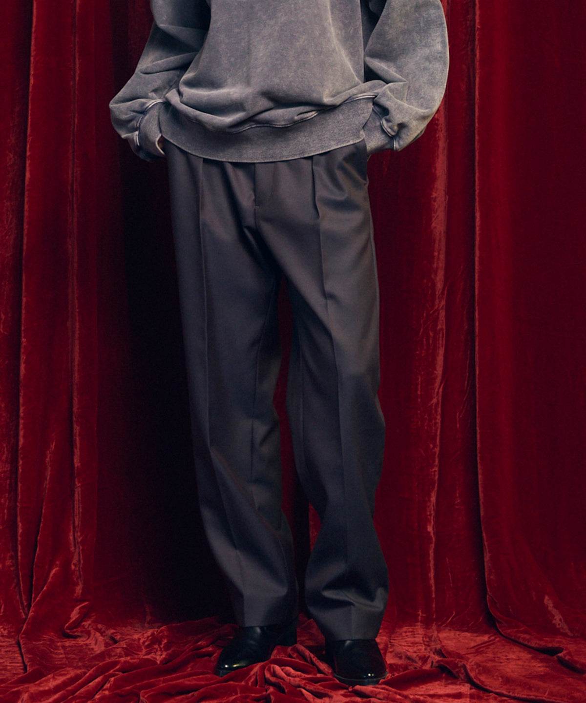 4 Colors Chambray Washable Wool One Tuck Straight Pants