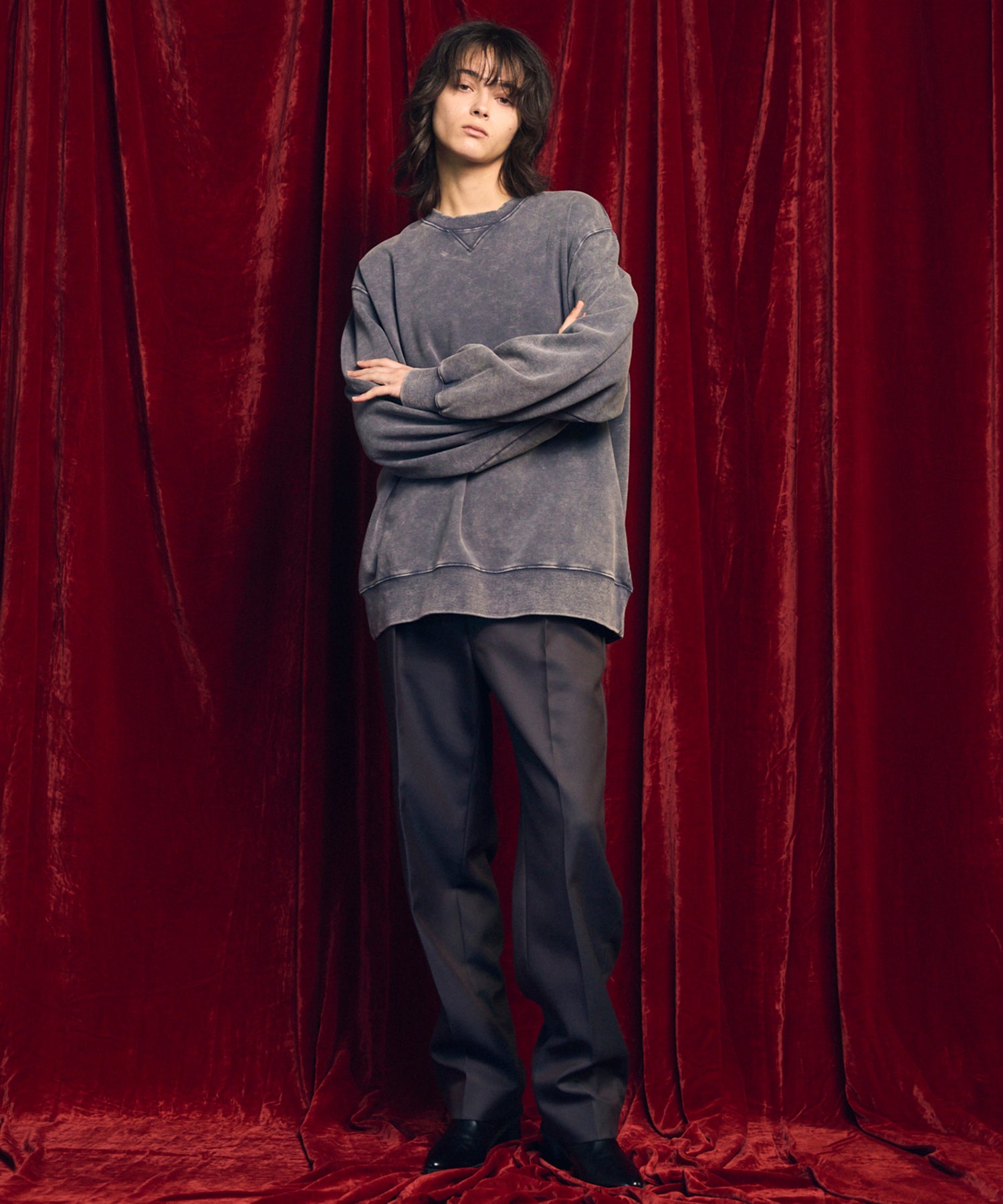 4 색 샹 브레이 세탁 가능한 양모 원은 직선 바지