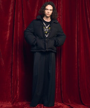 羊毛混合光滑的宽宽松裤子