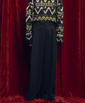 羊毛混合光滑的宽宽松裤子