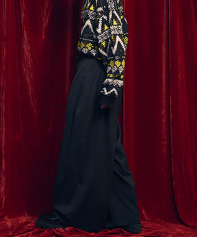 羊毛混合光滑的宽宽松裤子