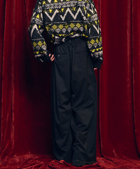 羊毛混合光滑的宽宽松裤子