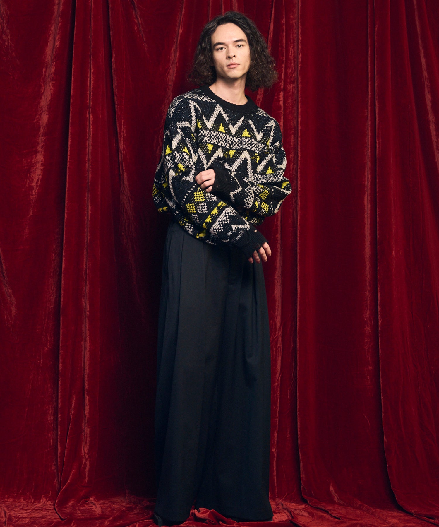 [25AW PRE-ORDER] Nordic Damage Jacquard Prime-Over Crew Neck Knit Pullover