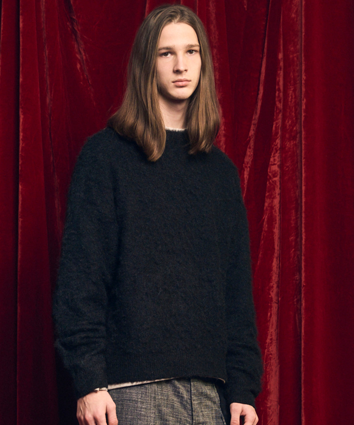 Prime-Over Crew Neck Shaggy Knit Pullover