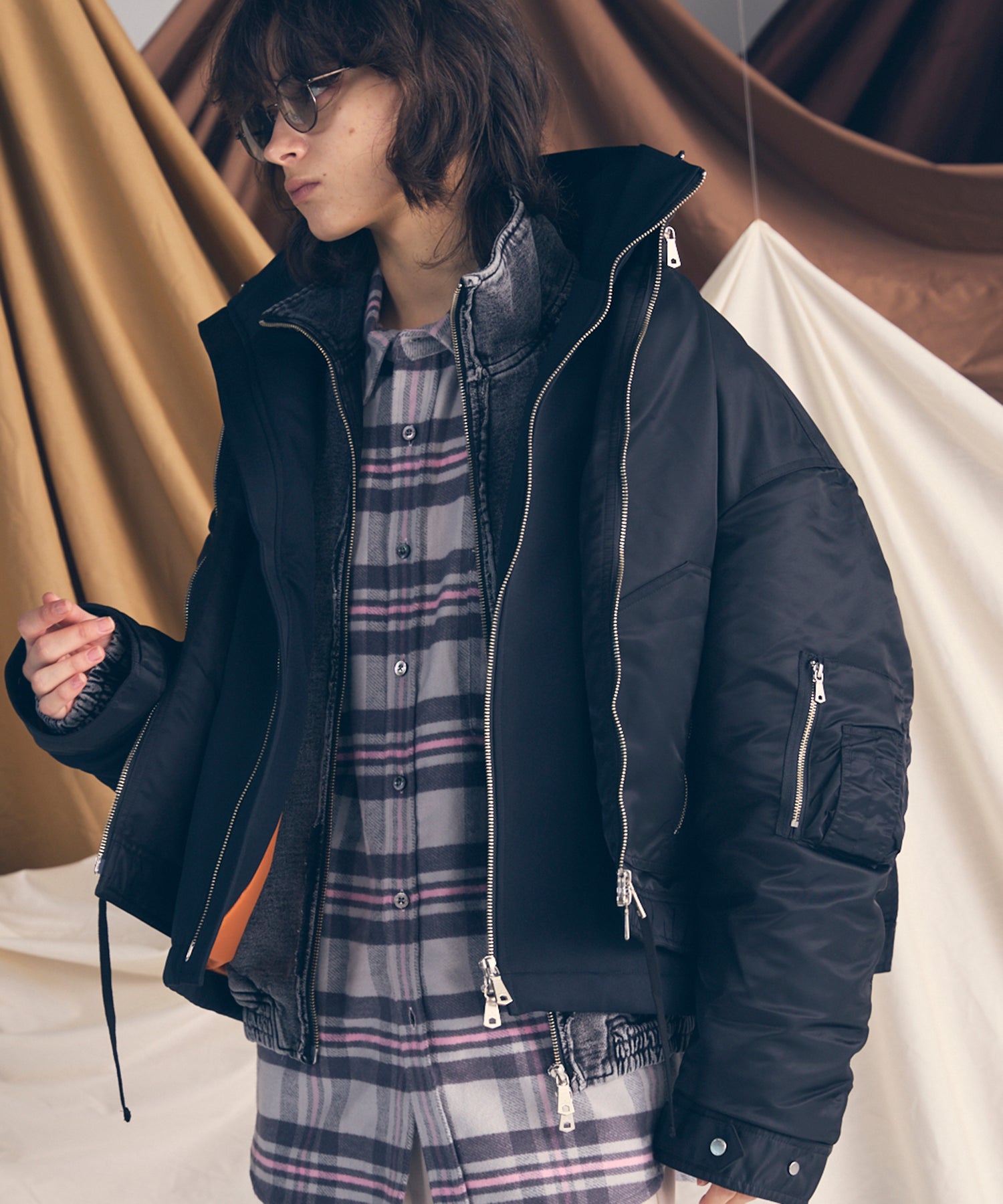 Different Material Docking Prime-Over Military Blouson