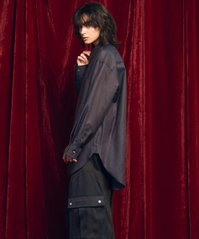 4 Colors Chambray Washable Wool Prime-Over Regular Collar Shirt Coat