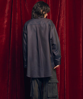 4 Colors Chambray Washable Wool Prime-Over Regular Collar Shirt Coat