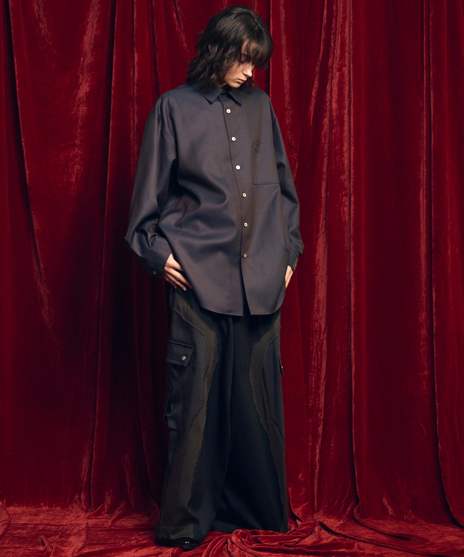 4 Colors Chambray Washable Wool Prime-Over Regular Collar Shirt Coat