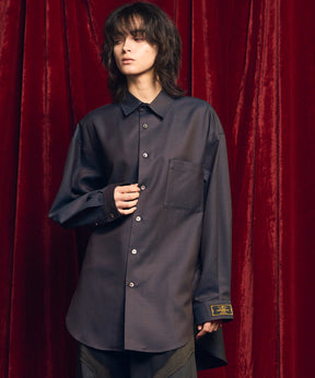 4 Colors Chambray Washable Wool Prime-Over Regular Collar Shirt Coat