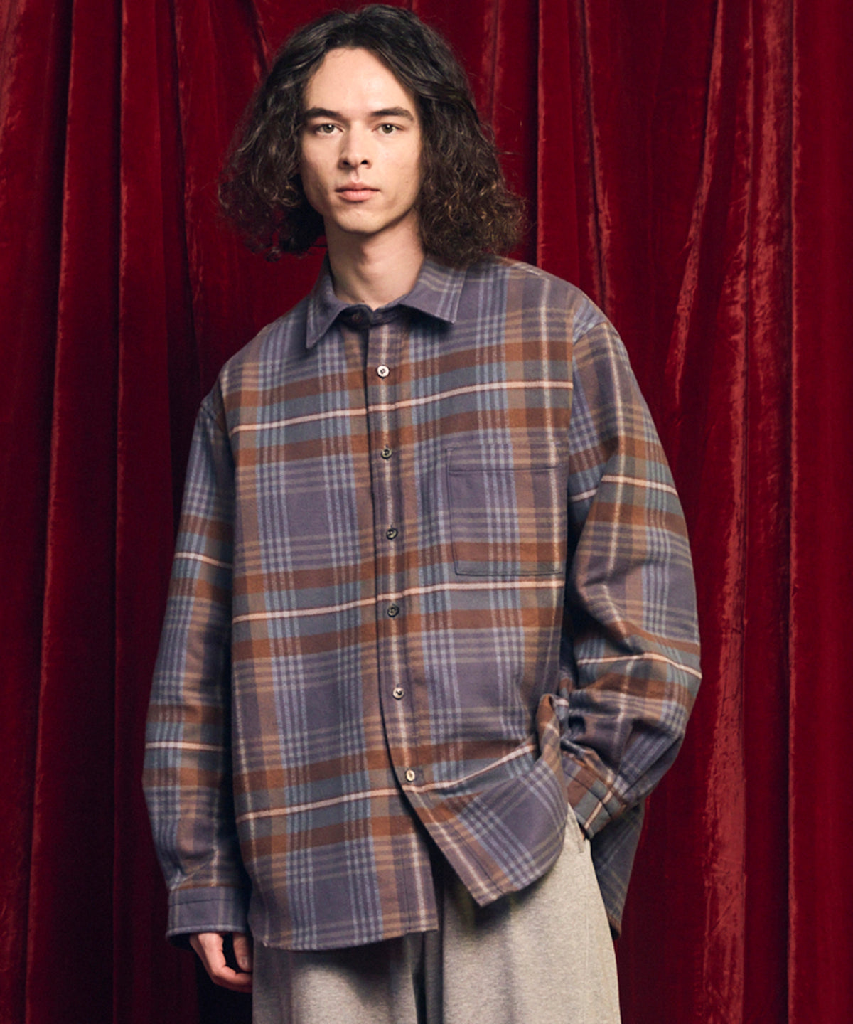 【Italian Dead Stock Fabric】Prime-Over Regular Collar Flannel Shirt