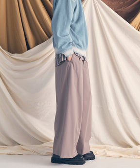 羊毛混合光滑的宽宽松裤子