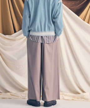 羊毛混合光滑的宽宽松裤子