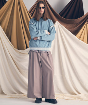 羊毛混合光滑的宽宽松裤子