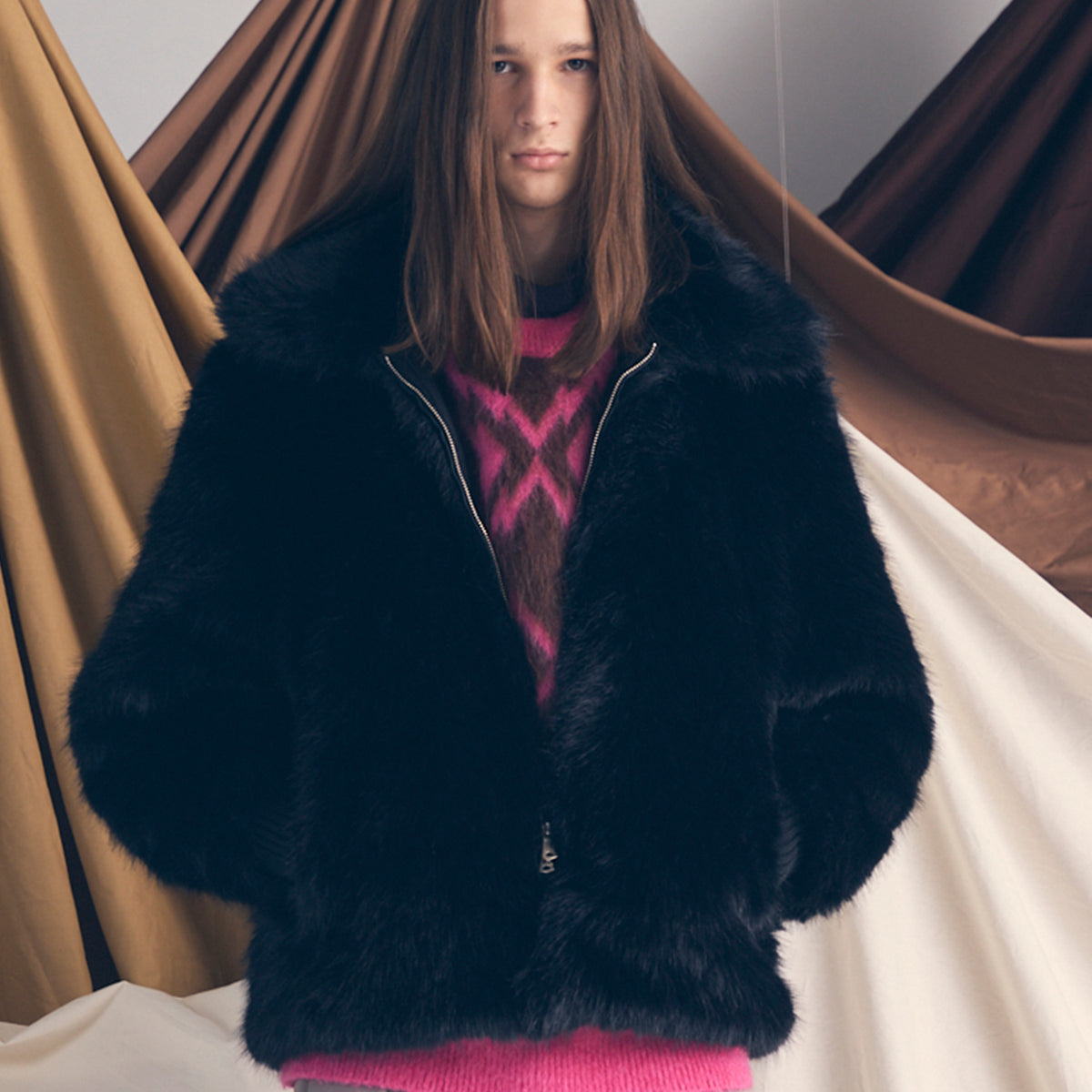 Luxury Volume Eco Fur Prime-Over Blouson