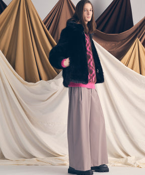 羊毛混合光滑的宽宽松裤子