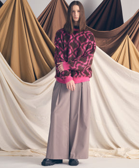 [25AW PRE-ORDER] Diamond Geometric Pattern Prime-Over Crew Neck Mohair Shaggy Knit Pullover