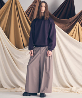 羊毛混合光滑的宽宽松裤子