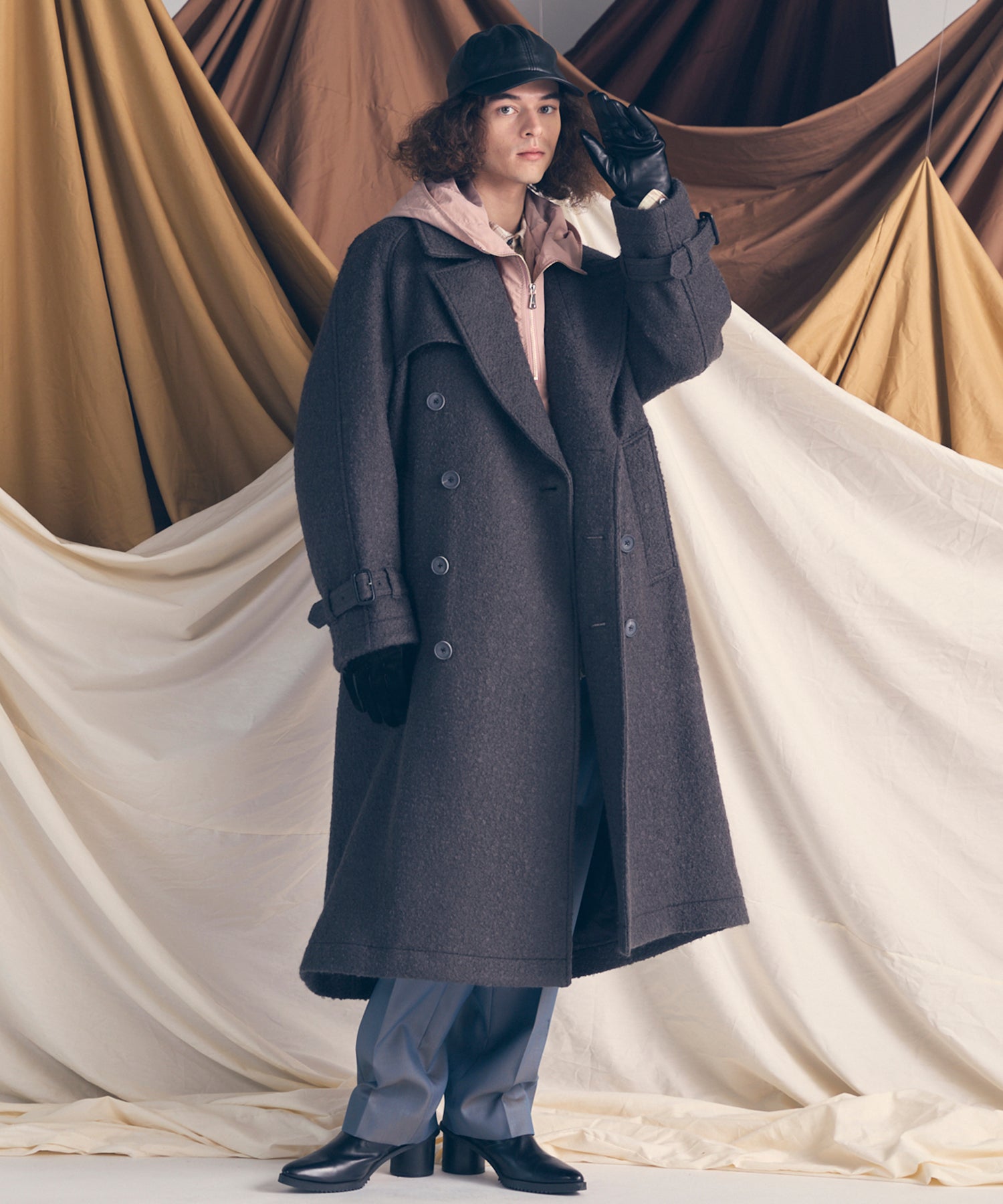 4 색 샹 브레이 세탁 가능한 양모 원은 직선 바지