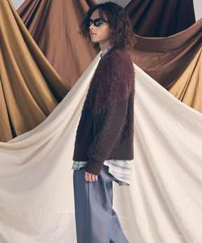[25AW PRE-ORDER] Cable Shaggy Mix Prime-Over Crew Neck Knit Pullover