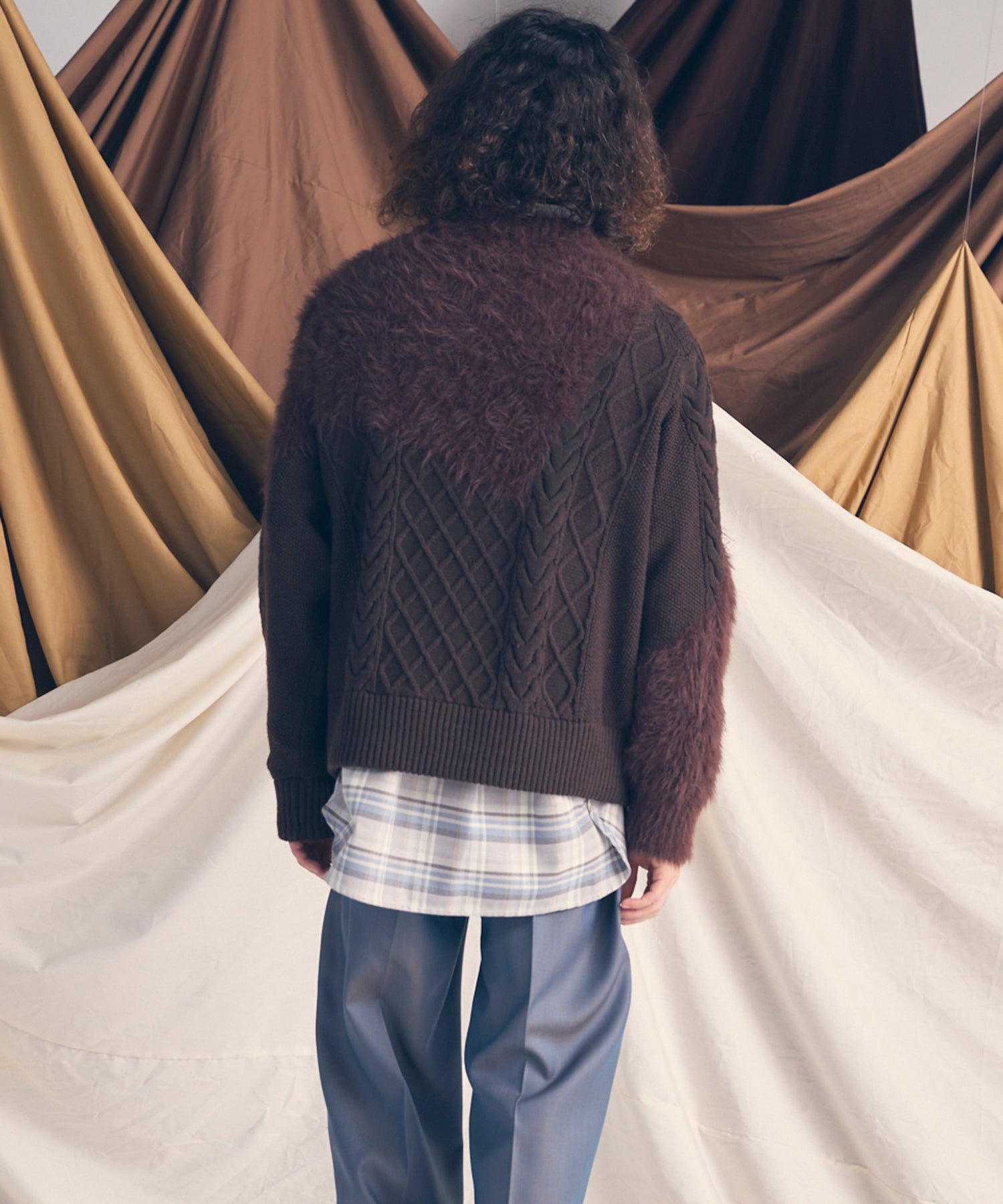 [25AW PRE-ORDER] Cable Shaggy Mix Prime-Over Crew Neck Knit Pullover