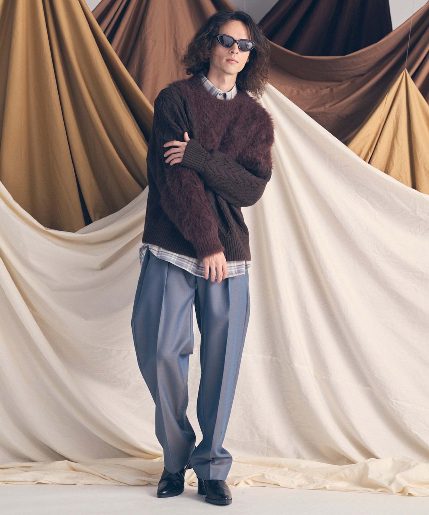 [意大利死库织物]原始的常规领绒布衬衫