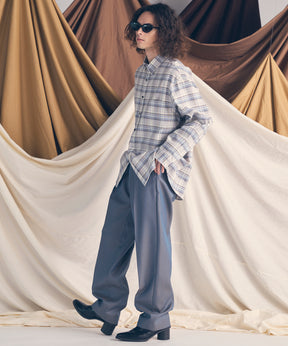 [意大利死库织物]原始的常规领绒布衬衫