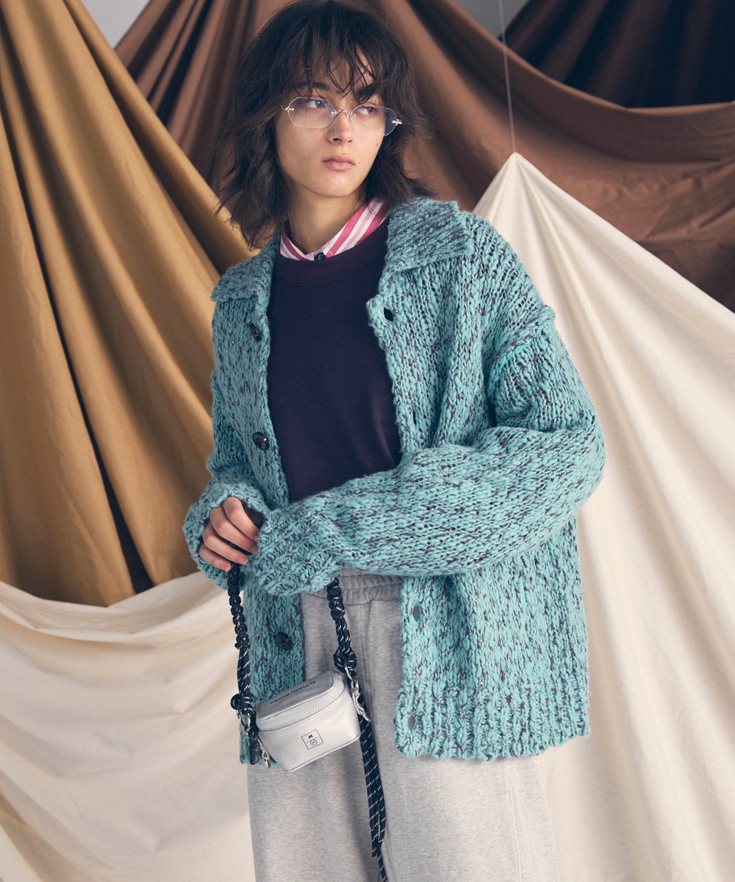 Aluminum Bonded Leather Shoulder Bag