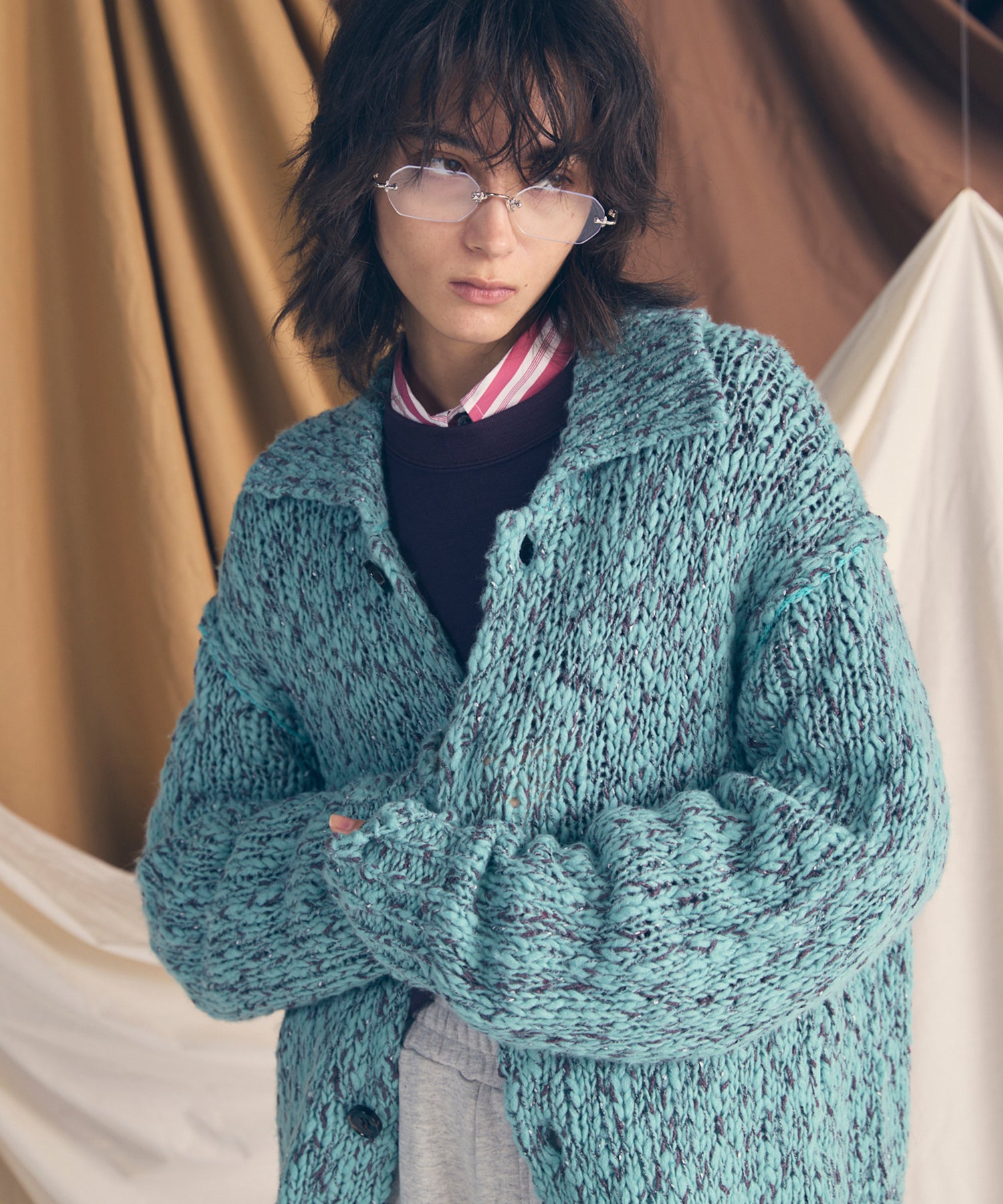 [25AW PRE-ORDER] Fade Yarn Prime-Over Full Zip Knit