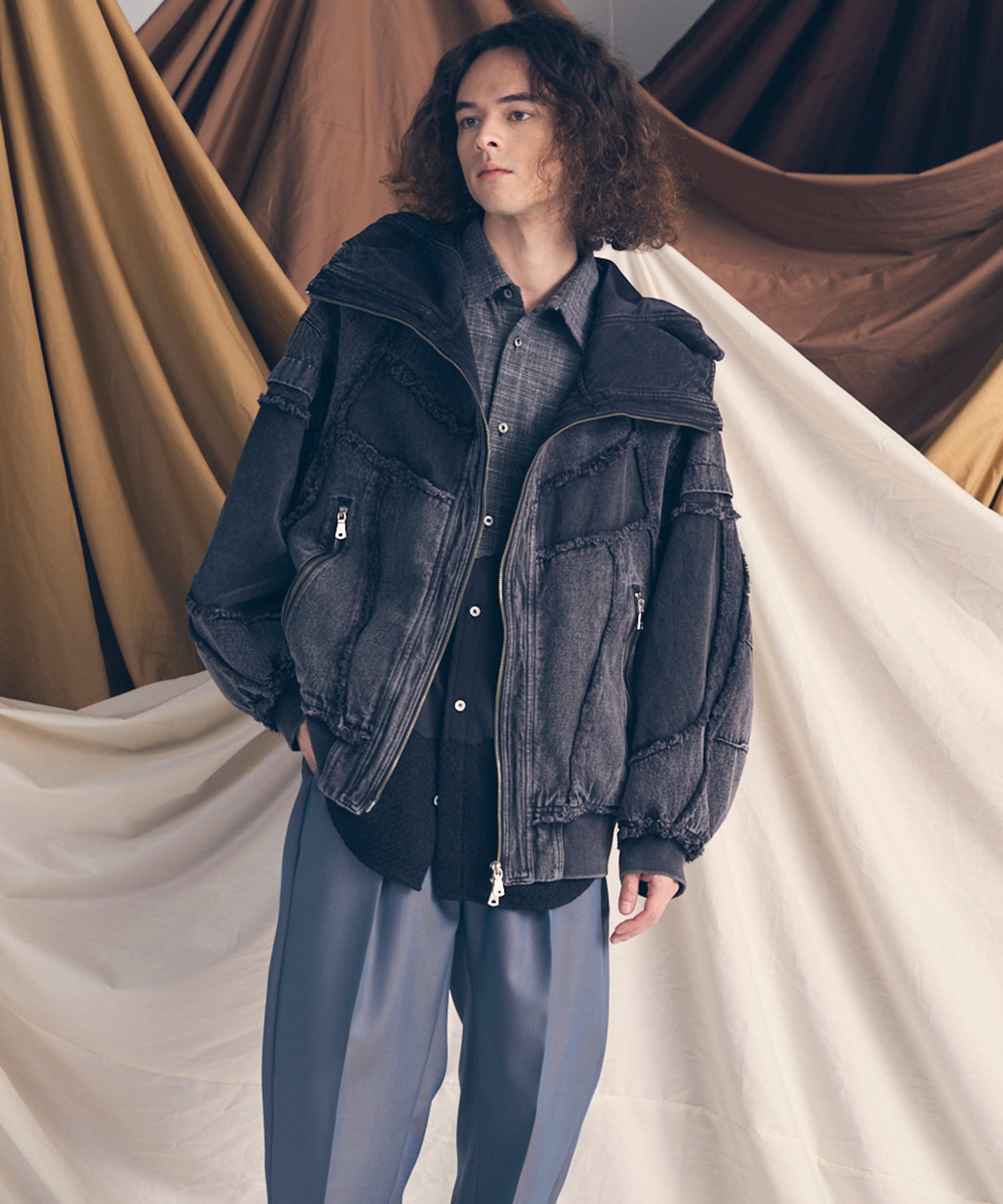 Different Material Docking Prime-Over Military Blouson