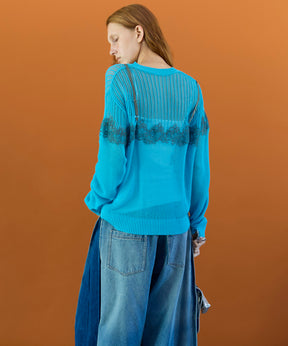 【26SPRING PRE-ORDER】Lace-Combi Mesh Knit Pullover