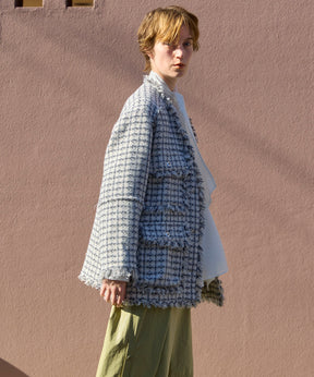 【26SPRING PRE-ORDER】Fringe Tweed Long Jacket